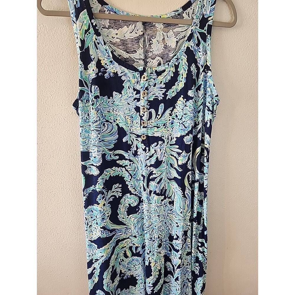 Lilly Pulitzer Maxi Dress Resort White Bluu Tropical Hawaiian Aloha Size M - Picture 2 of 5